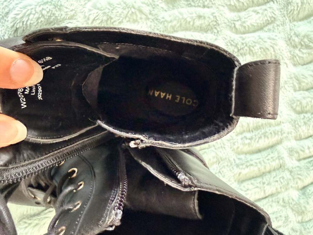 Cole Haan Camea Waterproof Leather Combat Boots - Picture 2 of 7
